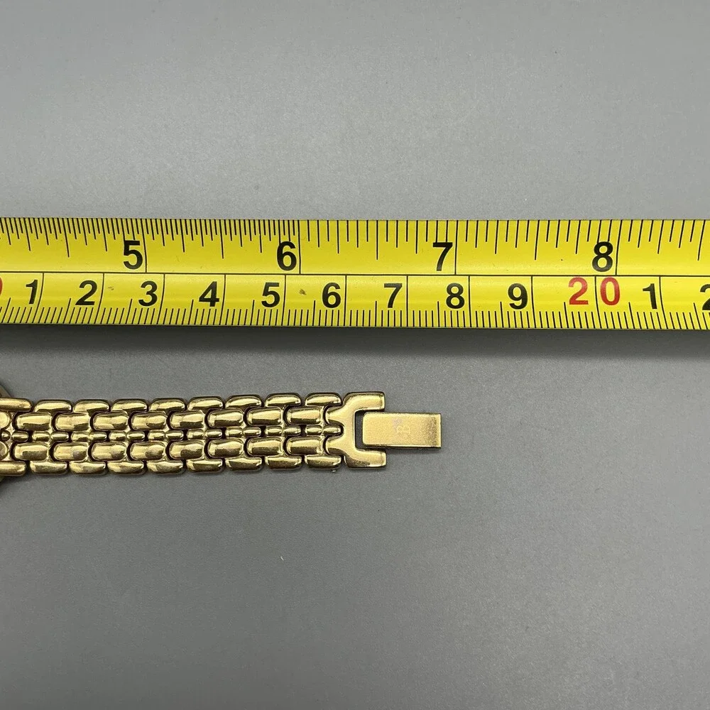 Bulova Womens Watch 24mm Black Dial Gold Tone Bracelet Diamond New Battery 6.75